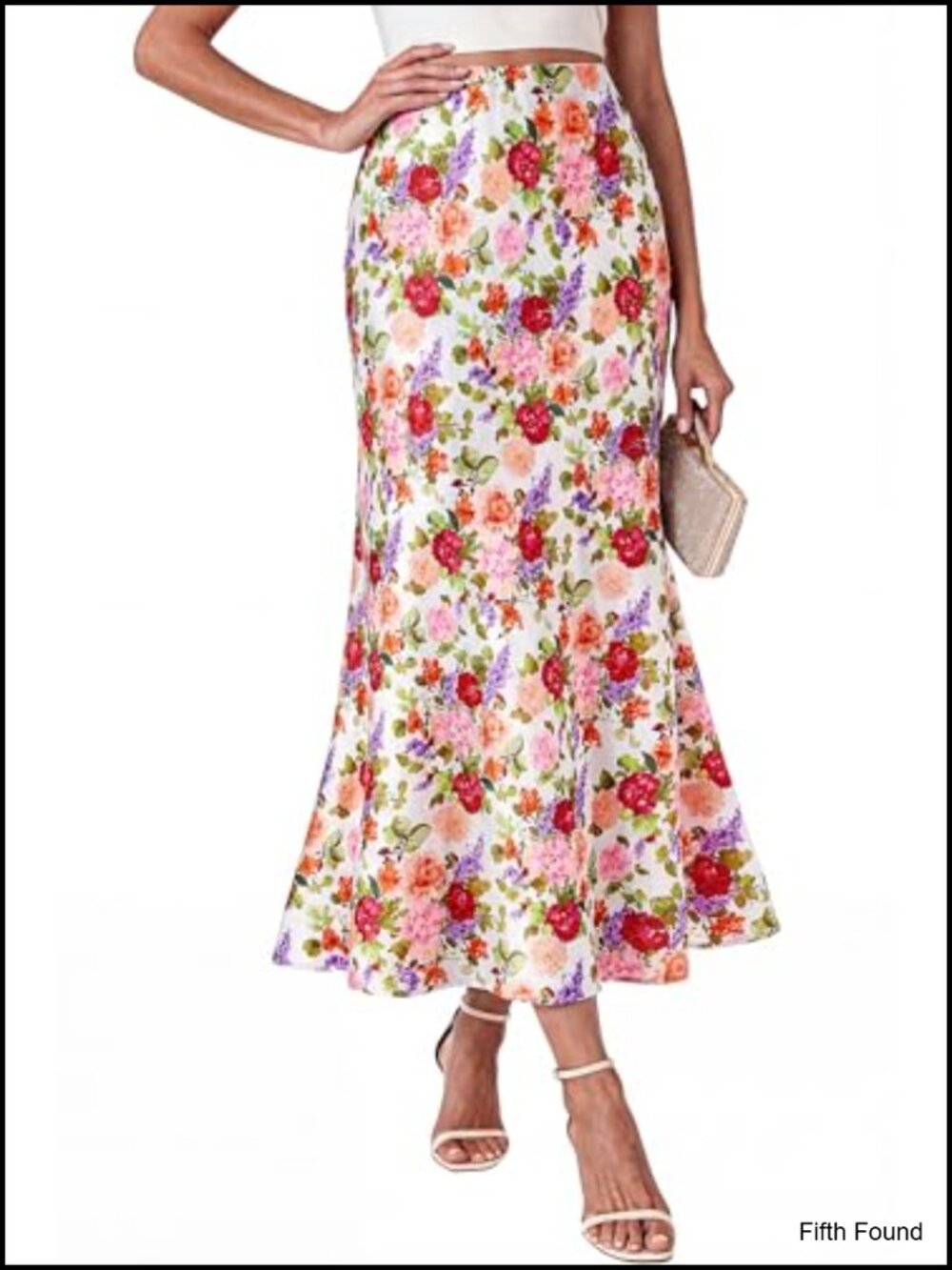 Satin Silk-Like Midi Skirt High Waisted A-Line Night Out